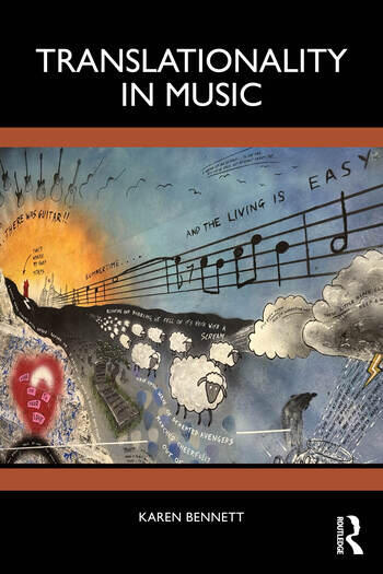 Cover of the book 'Transnationality in Music' by Karen Bennett, featuring artistic imagery of musical notes and abstract elements.